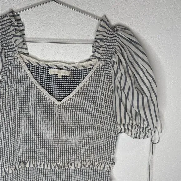 LOVESHACKFANCY THEA DRESS - STRIPE Navy/White Large - Picture 4 of 15